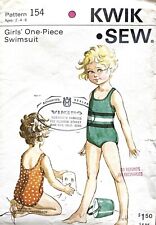1960's Kwik Sew Girls' Swimsuit Pattern 154 Size 2-6 UNCUT picture