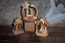 3 vintage earth olive wood nativity ornaments picture