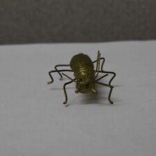 Vintage Solid Brass Beetle With Red Eyes Figurine picture