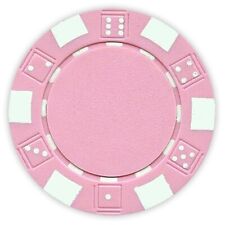 100 Da Vinci 11.5 gram Dice Striped Poker Chips, Standard Casino Size, Pink picture
