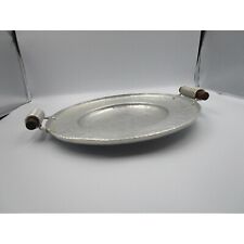 Vintage Swank MCM Buenilum Hand Wrought Hammered Aluminum Scalloped Barware Tray picture