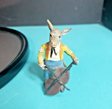 VINTAGE MINIATURE CAST IRON DONKEY PLAYING A CELLO picture