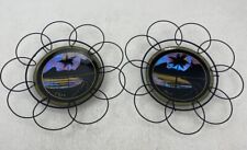 Vintage Iridescent Blue Morpho Butterfly Wing Plate Rio Brazil Wall Deco Set 2 picture