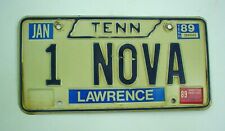 Old 1989 Tennessee Vanity License Plate 1 NOVA Lawrence County Vintage picture