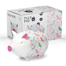 Tilly Pig Ceramic Piggy Bank Kids Unicorn Rainbow Fun Colourful Design Money Box picture