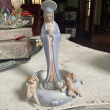 Vintage Blessed Mother Mary Angels Holy Water Font Blue Danube Japan Madonna picture