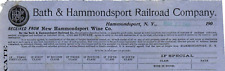 Vintage BILLHEAD*190? BATH & HAMMONDSPORT RAILROAD CO*Hammondsport NY*WINE  *J5 picture