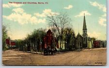 The Common & Churches c1900's Barre Vermont VT Vintage Postcard picture