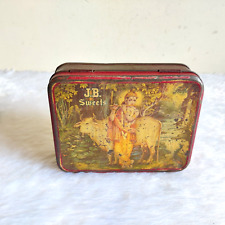 Vintage Lord Krishna Cow Graphics JB Sweets Advertising Old Tin Box TN276 picture