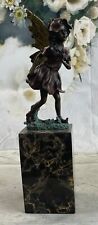 Young Female Fairy Angel Girl Bronze Metal Figure Figurine Sculpture Marble Base picture