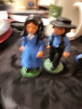 Vintage 2 Piece Cast Iron Amish Couple Man & Woman 3