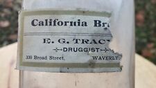RARE Antique E.G. Tracy Waverly NY Druggist Medicine Bottle Apothecary Pharmacy picture