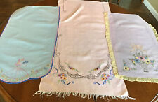 Three Wonderful Vintage Embroidered Linens - Great For Crafters picture