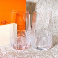 Hermes Intervalle Crystal Tumbler Clear Rock Glass D6 x H14cm Set of 2  w/ Box picture