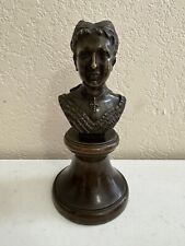 Antique Bronze Statue Bust of Woman Wearing Cross Stephanie Marked Kraner picture