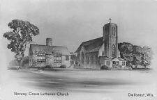 De Forest Wisconsin~Norway Grove Lutheran Church~Artist Conception~1940s RPPC picture