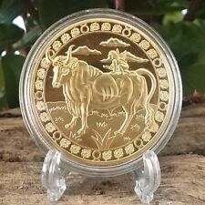 Taurus Gold Plated Zodiac Medallion Gift for Astrology Fans 1.57