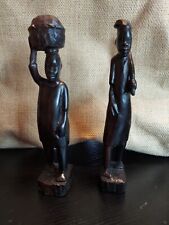 Pair of Hand carved  Wooden African Couple Statues 7-1/2”  AFRICAN ART picture