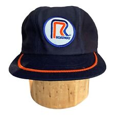 Vintage Roadway Trucking Patch Hat Cap Trucker Snap Back Made  In USA Blue OS picture