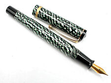 FINE NOS? 1980s STYL O CHAP GREEN BLACK PEARL CELLULOID FOUNTAIN PEN 18K FRANCE picture
