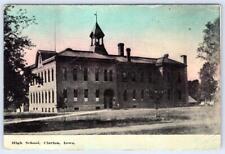 1913 CLARION IOWA HIGH SCHOOL BUILDING HANDCOLORED ANTIQUE POSTCARD picture