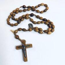 Vintage Rosary Petite Wood Beaded Crucifix Virgin Mary picture