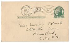 1916 1¢ Postcard, Water Stop, Fostoria Ohio to Hempstead, Long Island, New York, picture