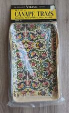 Vintage Viking Canape Party Trays: Set of 4, Floral Pink Blue Green White NOS picture