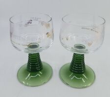 2-Schmitt Sohne Wine Glasses Green Ribbed Stem 0.1L Germany picture