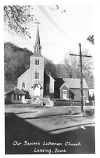 Lansing Iowa~Our Saviour's Lutheran Church~House Next Door~1950s Real Photo~RPPC picture