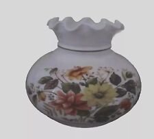  Vintage MIlk Glass Lamp Shade GWTW Hurricane Brown Earthtone Flower Ruffle picture