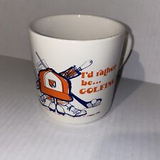 VINTAGE I'D RATHER BE GOLFING COFFEE TEA MUG CUP 1978 3.5” MTI GOLF CLUBS HAT picture