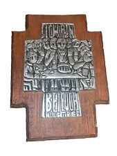 Art Deco German Metal Wood Christian Art “Ich Bin Bei Eoch Alle Trage” OOAK picture