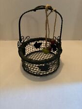 Vintage Round Wire and Wicker Basket with Handle picture