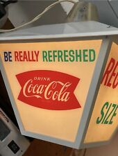 (VTG) 1960s COCA-COLA LIGHT UP HANGING COACH LAMP SIGN picture