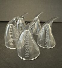 Hornitos Horn Shaped Shot Glass Set of 5 Clear Etched Logo Barware Tequila 3.5” picture