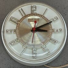 Vintage Plastic Telecron GE Kitchen Mate Clock White Chrome Electric 2H104-C 60s picture