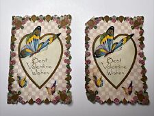 Two Antique Valentines, Charming Butterflies; 1920’s picture