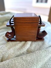 Vintage OAK Mid Century Modern 6 Pipe Stand Holder Rack / Humidor & Pipes picture
