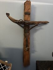 Antique Steel /Wood Artistic Crucifix 3 X2 Ft ‘Good Work w/us’ picture