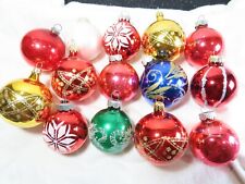 Feather Tree Stencil Glitter Blown Glass Christmas Ornaments 14ct Lot C7278 picture