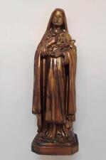 Antique French St Therese of Lisieux Little Flower Bronze Patina Spelter Statue picture