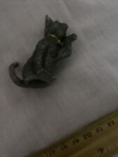 Adorable TINY  BRASS With Gold CAT FIGURINE picture