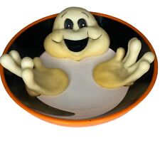 Gemmy Animated Ghost  Laughing Lighted Candy Bowl Dish Halloween Eyes 2002 picture