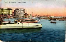 S. Lucia con i Grandi Hotels Napoli Naples Italy Postcard c1920s picture