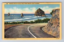 OR-Oregon, Needles And Hay Stack Rock From Coast Highway, Vintage Postcard picture