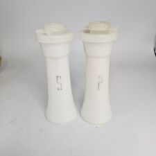 Vintage Tupperware Salt Pepper Shakers 4” White Mini Hourglass  picture