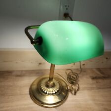 Vintage 1960's UL Desk Lamp Brass Green Shade Library Lamp Banker Light picture
