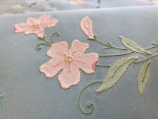 Vintage Madeira Embroidered Placemats 4 Place Settings ( 8 pc ) Blue Pink flower picture