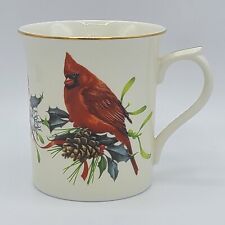 Vintage Lenox Winter Greetings Cardinals Mug Red Brown Birds Fine Porcelain picture
